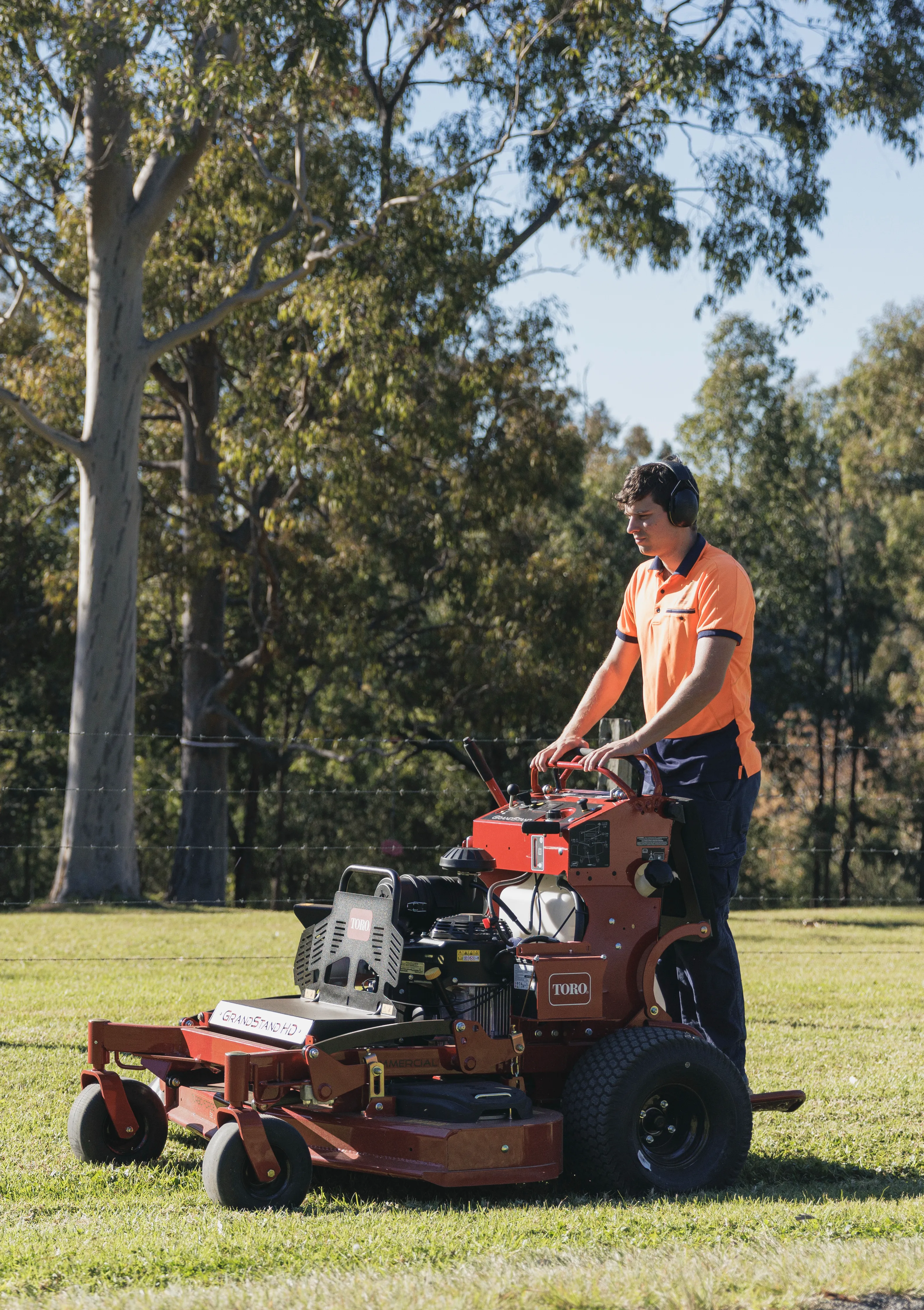 Zero-turn ride-on mower maintaining a large commercial lawn area in Sydney