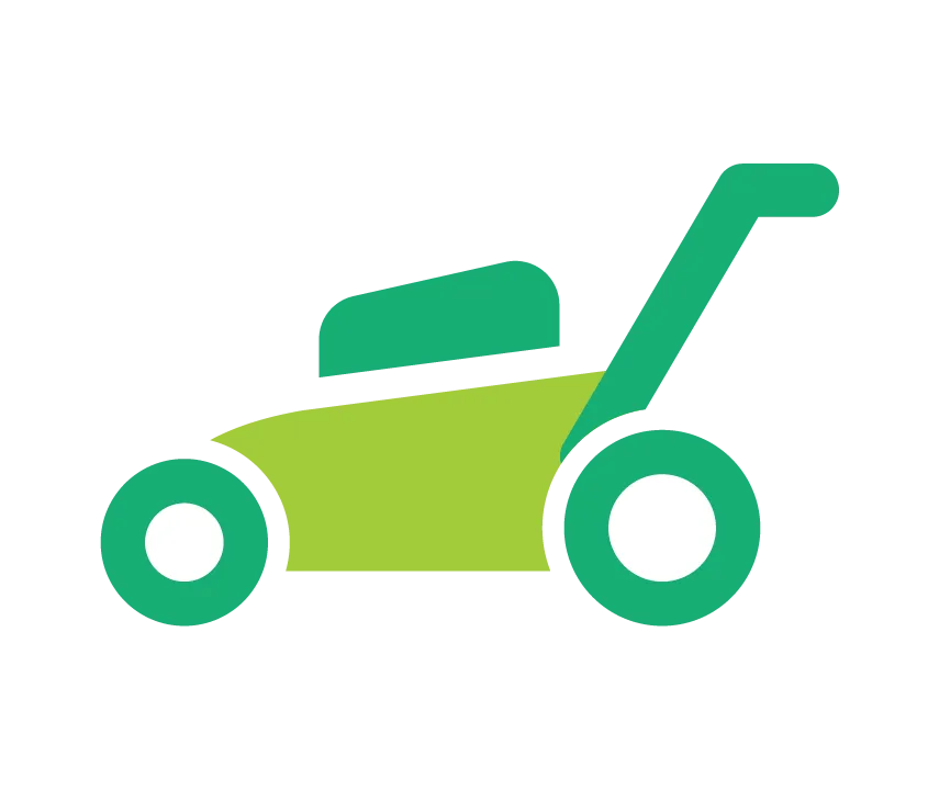 Green lawn mower icon representing regular lawn mowing
